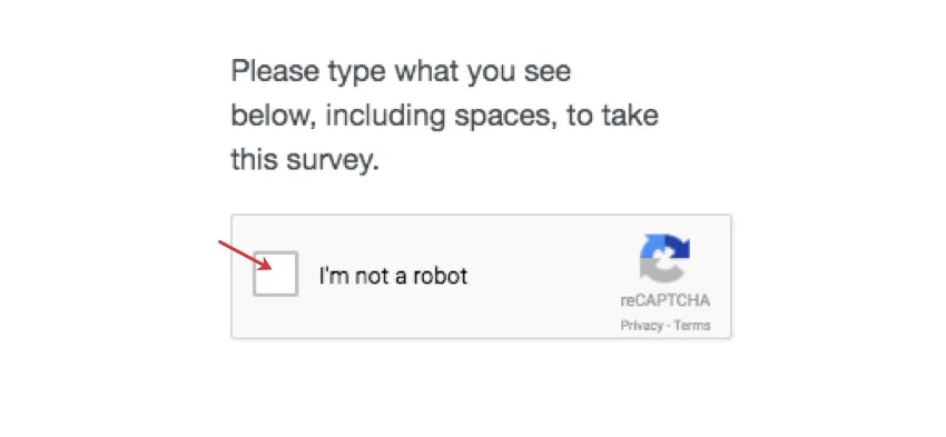Uma caixa de seleção avançar da declaração Im not a robot (Não sou um robô)