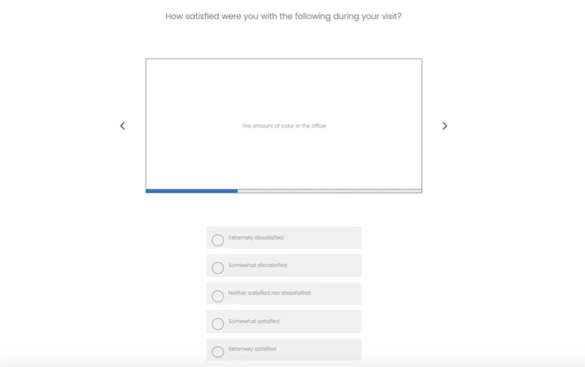 Blue progress bar filling up under the statement