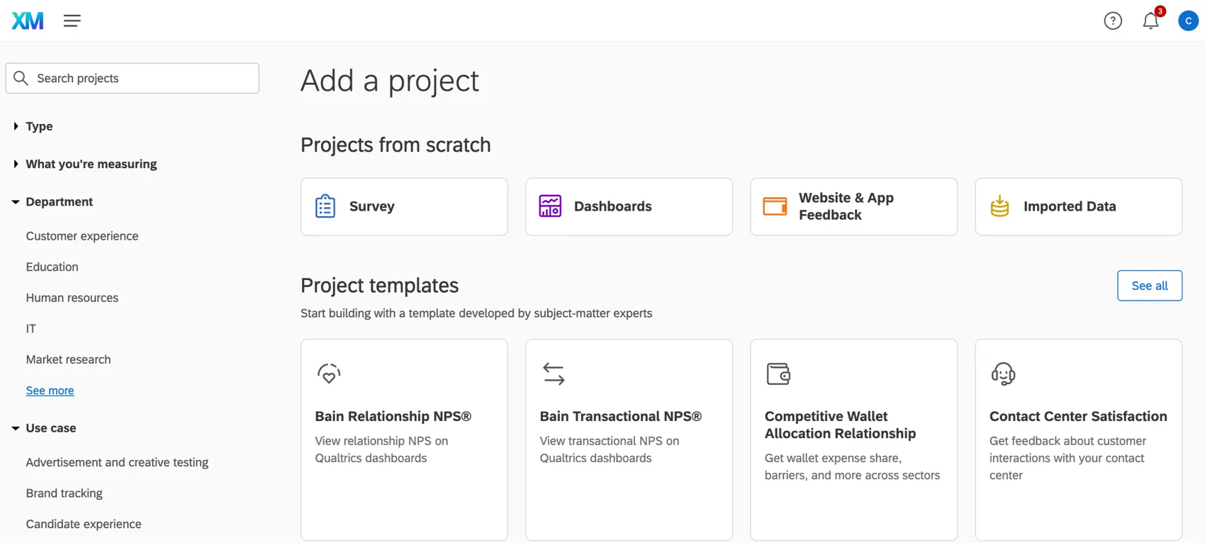 Create new project modal. Noticeable differences include a lack of guided projects