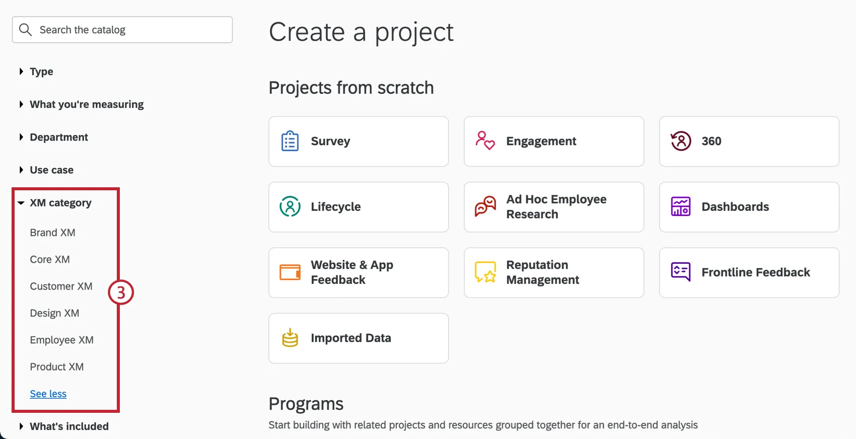 die Produktlinien oben im Katalog