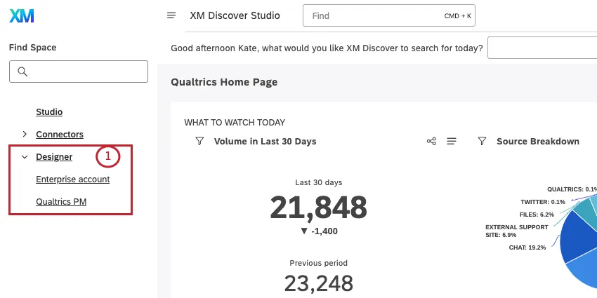 Designer dentro do menu