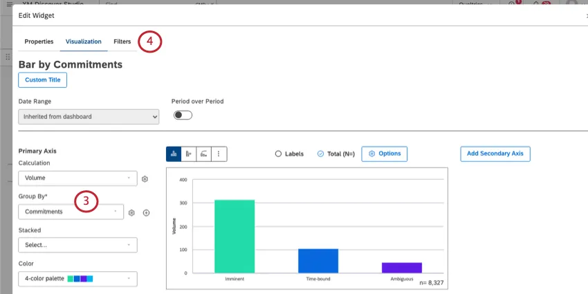 configuration in the visualization tab