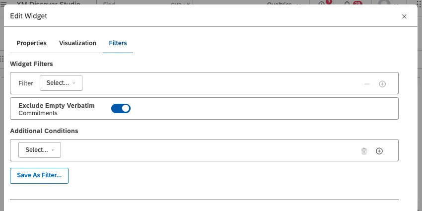 filters tab with no root node filter
