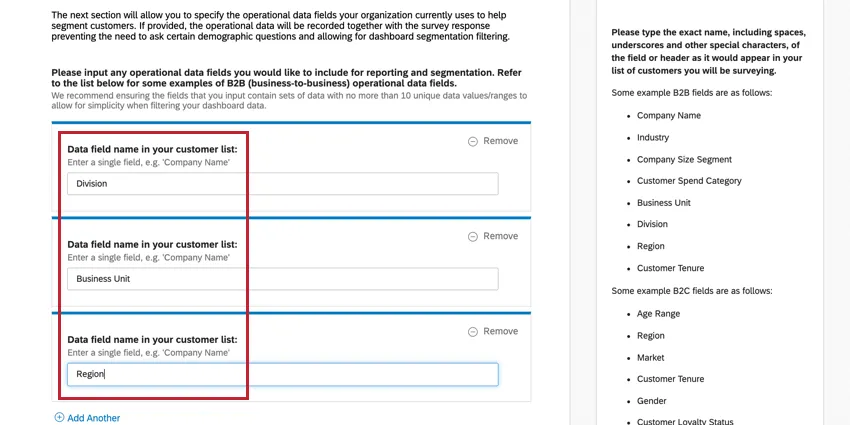 Setup assistant step where you add operational data. Has the fields described in the text