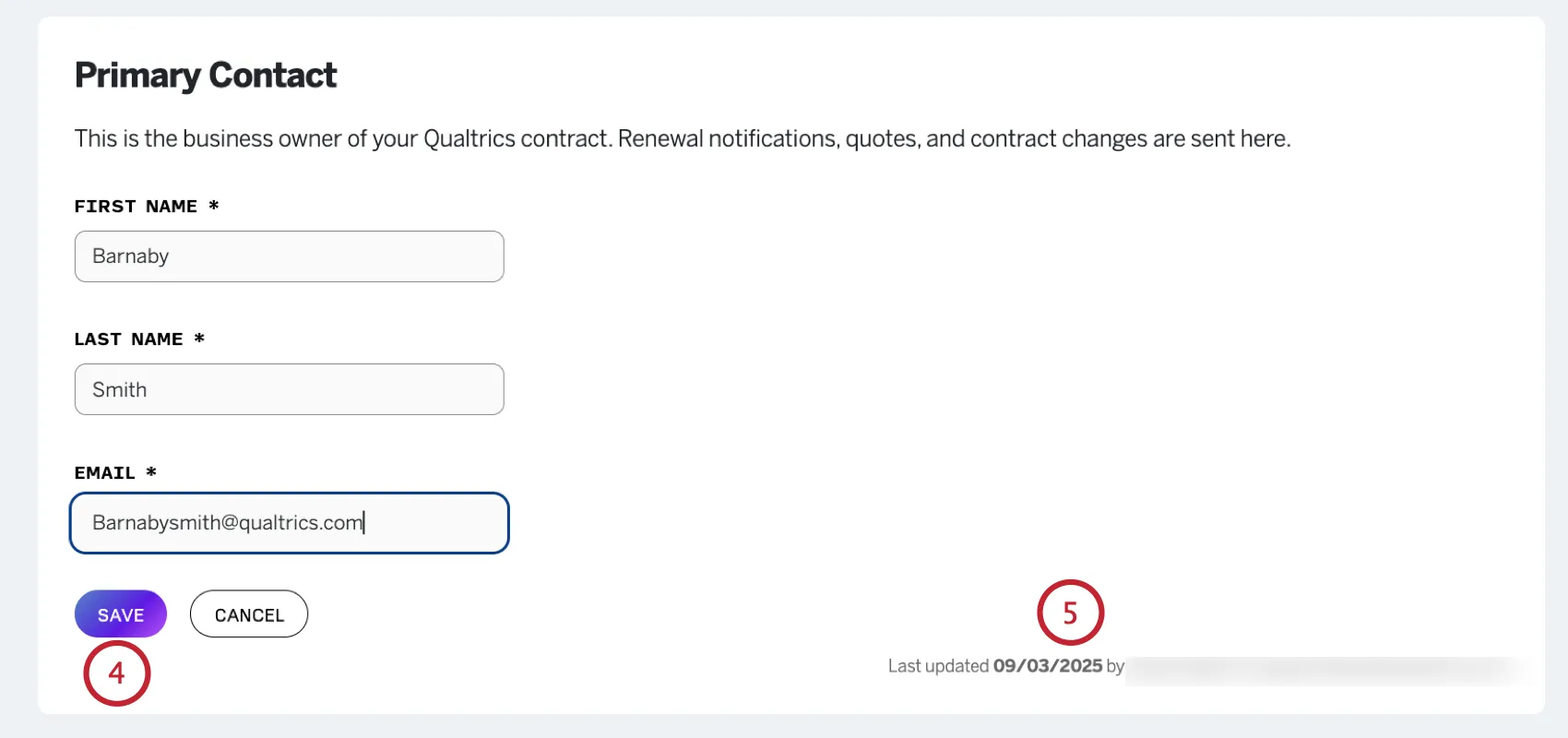 guardar los datos de contacto de facturación