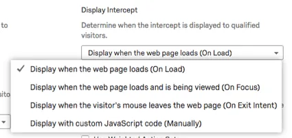 Display Intercept option with display options menu dropped down