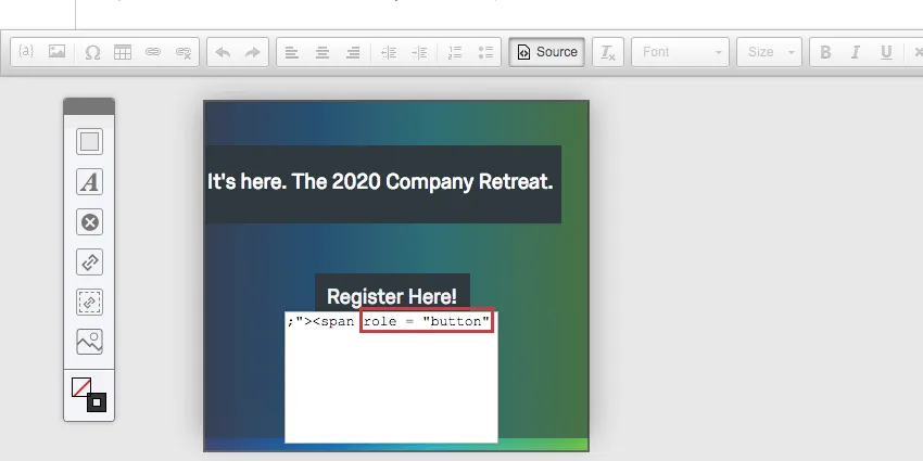 Un attribut de rôle ajouté à lespace (span), égal à button