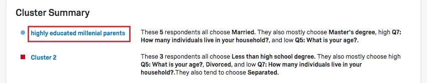 Cambiar el nombre del Clúster 1 a padres millennials con alto nivel educativo