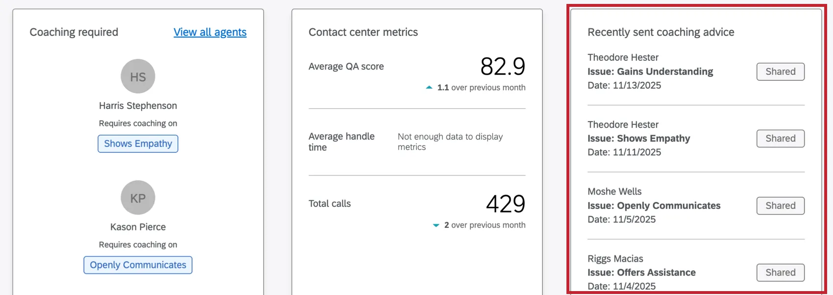 enviou recentemente widget de aconselhamento de treinamento
