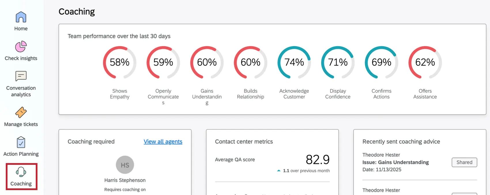 pagina di destinazione della scheda Care allinterno dellapp di customer care