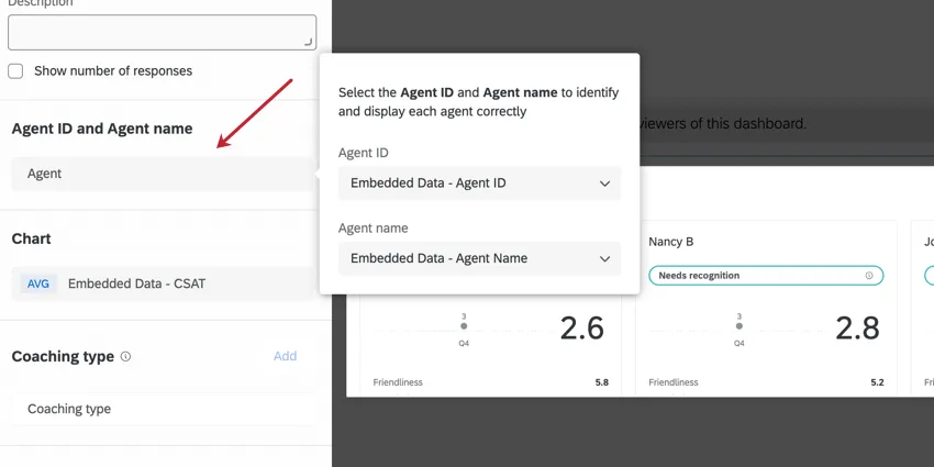 the agent field when editing the widget