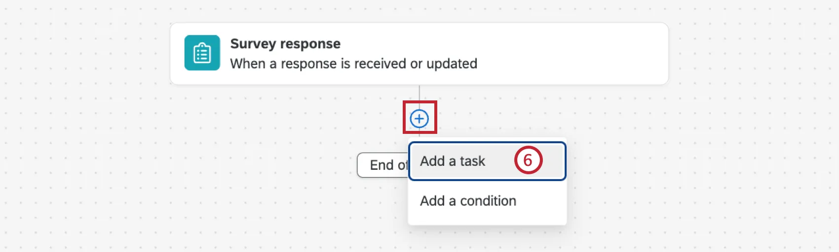 clicking the plus sign and then task