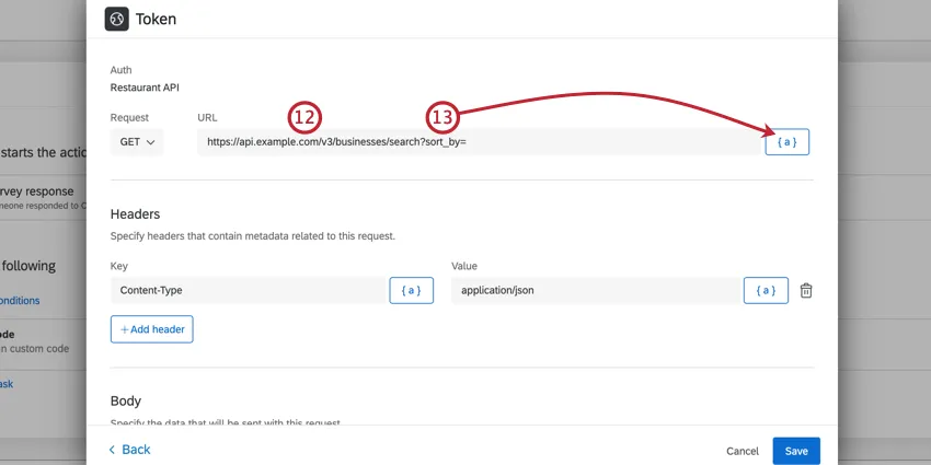 the URL is in the URL field and the piped text icon is highligted
