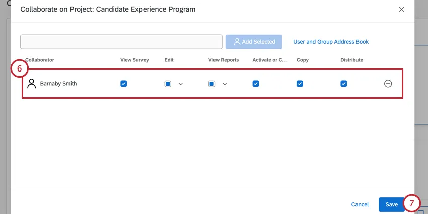 choosing the collaborating permissions and clicking Save