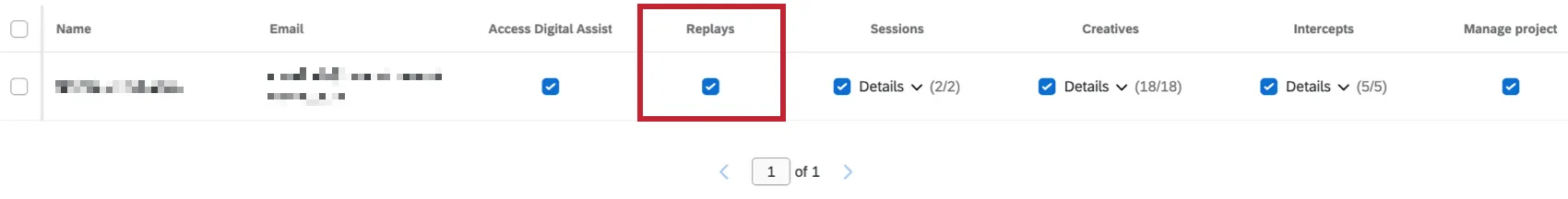reproduz as permissões na guia usuários