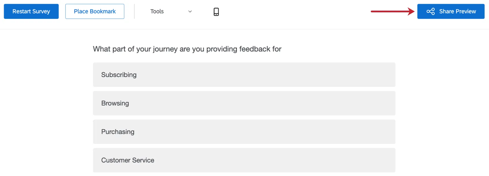 botão de visualização de compartilhamento