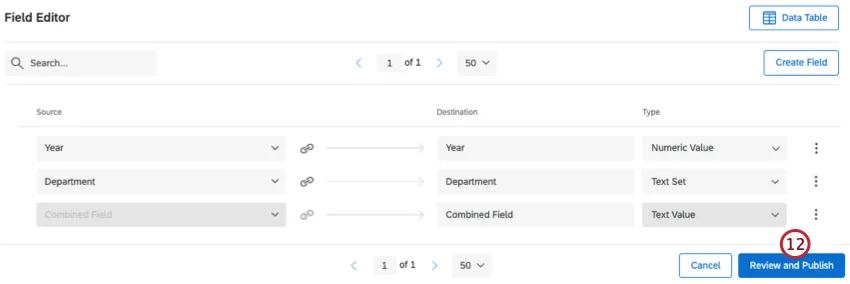 Botón de revisión y publicar