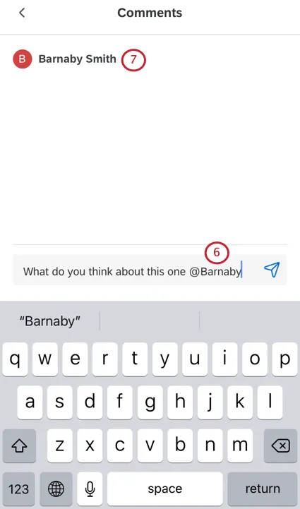 をクリックすると、ユーザーのリストが上部に表示される。