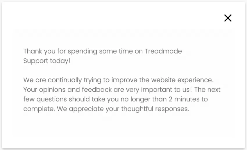 Window that says "Thank you for spending time on our survey today!" and has a survey embedded
