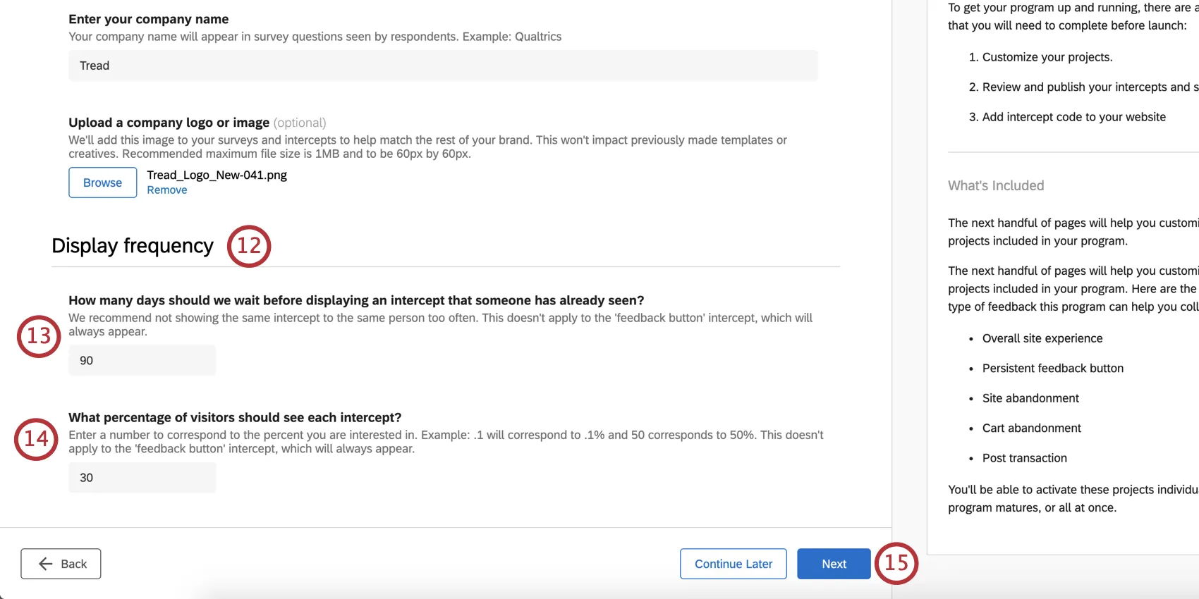 Configurações de frequência de exibição