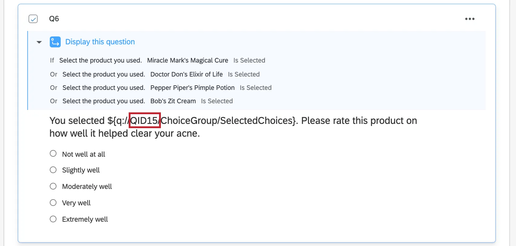 Internal ID indicated in Piped Text