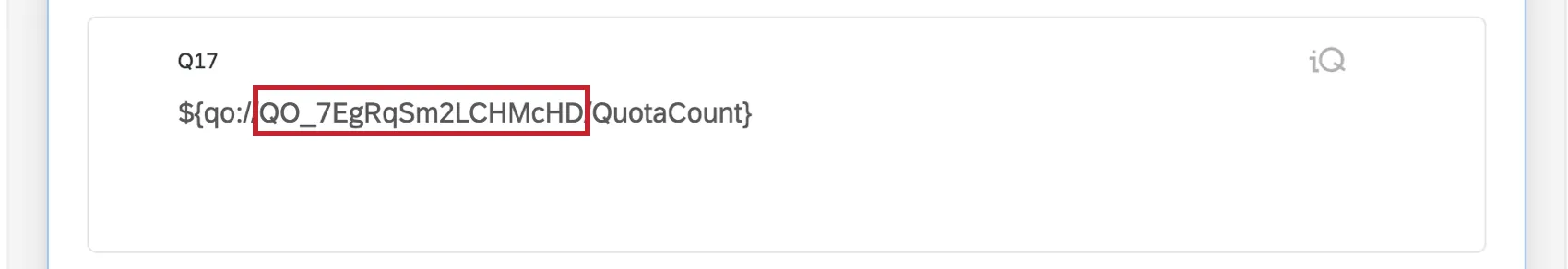 Quota ID in piped text