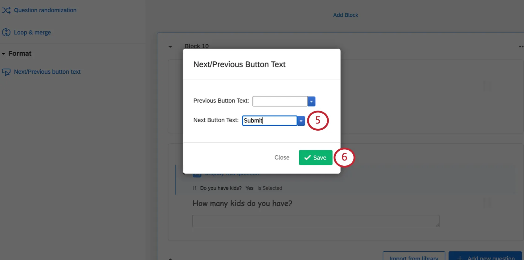 Customizing the Next Button Text