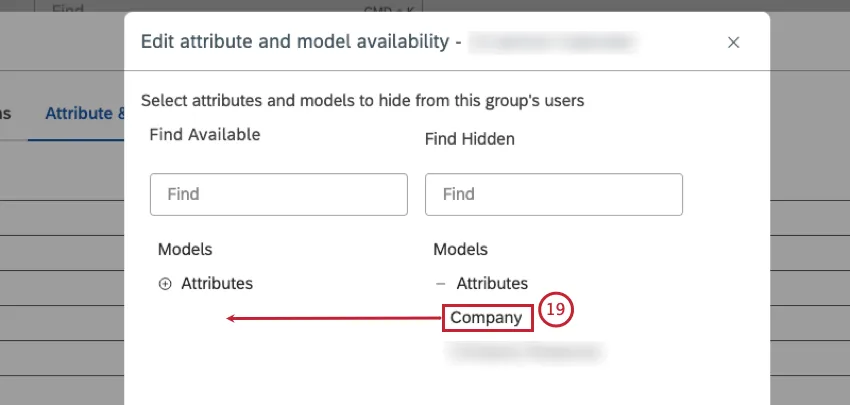 You can change group access by moving hidden attributes or models from the right-hand column to the left-hand column in the Attribute & Model Access column.