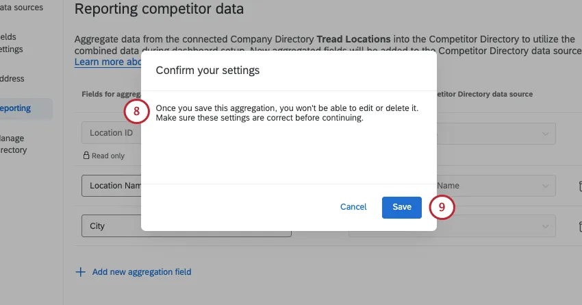 new window where you confirm your settings