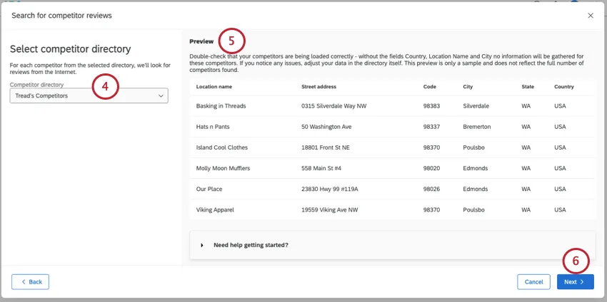 window where you select a directory and see a preview of the info inside it