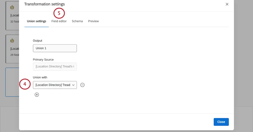 new window where you set a union then edit field settings