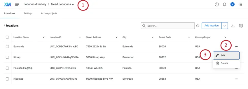 Opening location directory