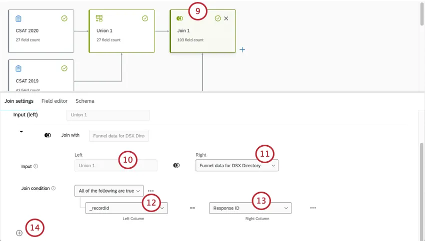 editor shows a join. matching the setup described