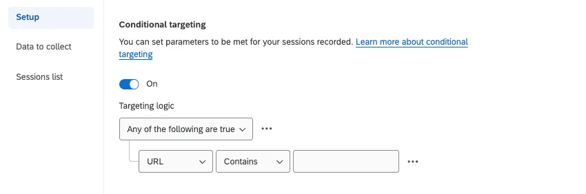 conditional targeting settings