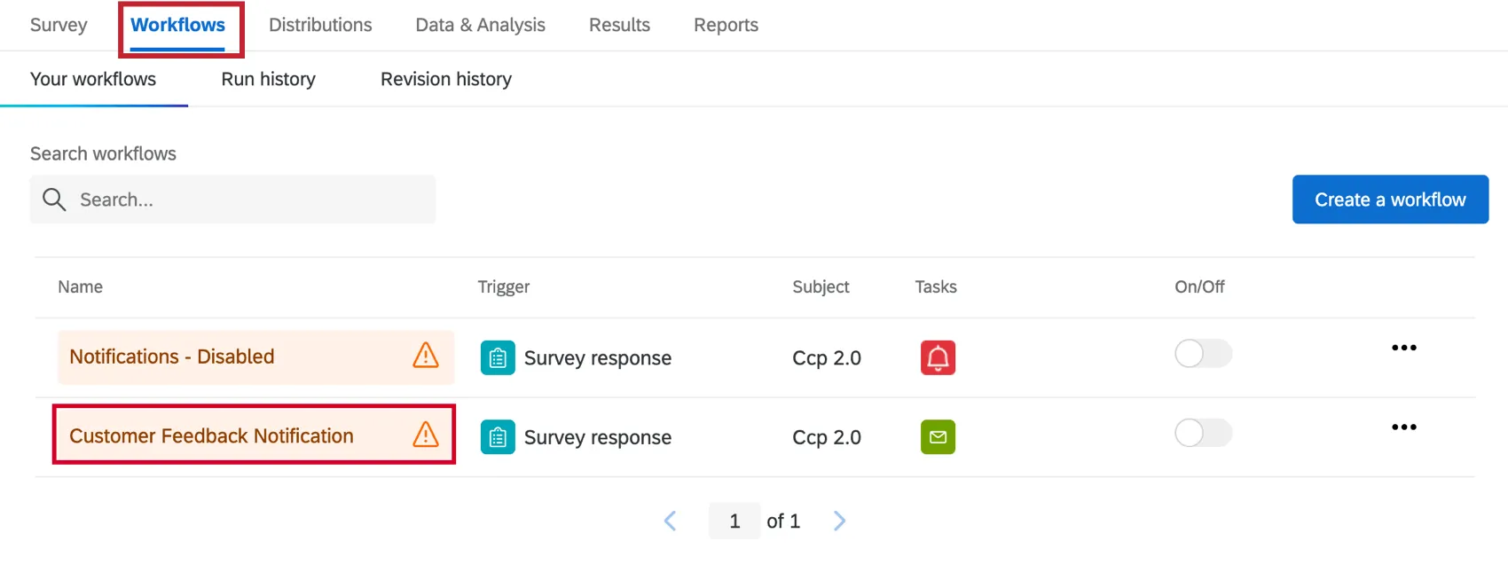 the workflows tab in a custom confidence pulse 2.0 project