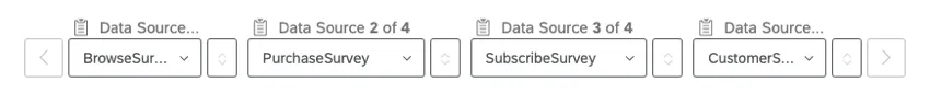 En este ejemplo se eligen como fuentes las encuestas de navegación, compra, suscripción y servicio al cliente.