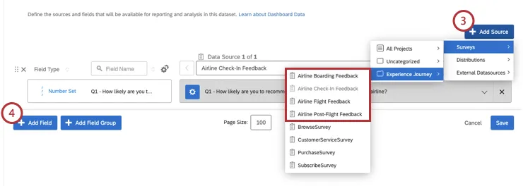 Seleccionar fuentes adicionales desde el menú desplegable Agregar fuente en la parte superior derecha