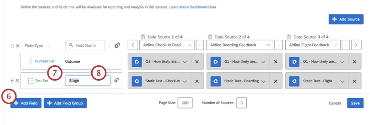 Adding a new Text Set field called Stage
