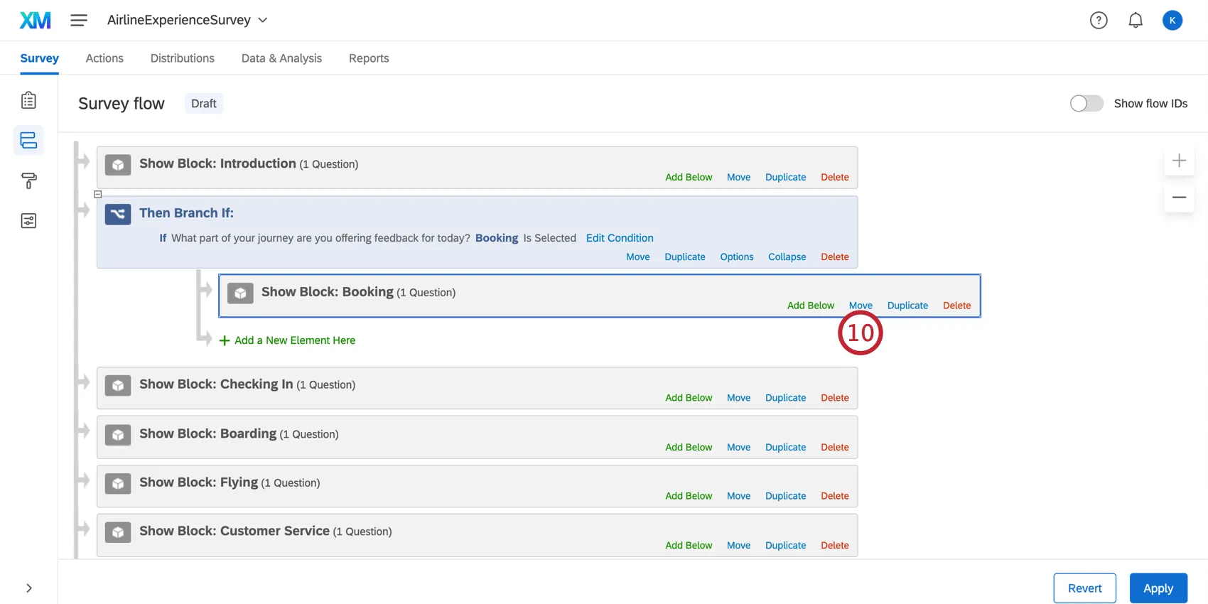 Verschieben eines Blocks in die richtige Verzweigung