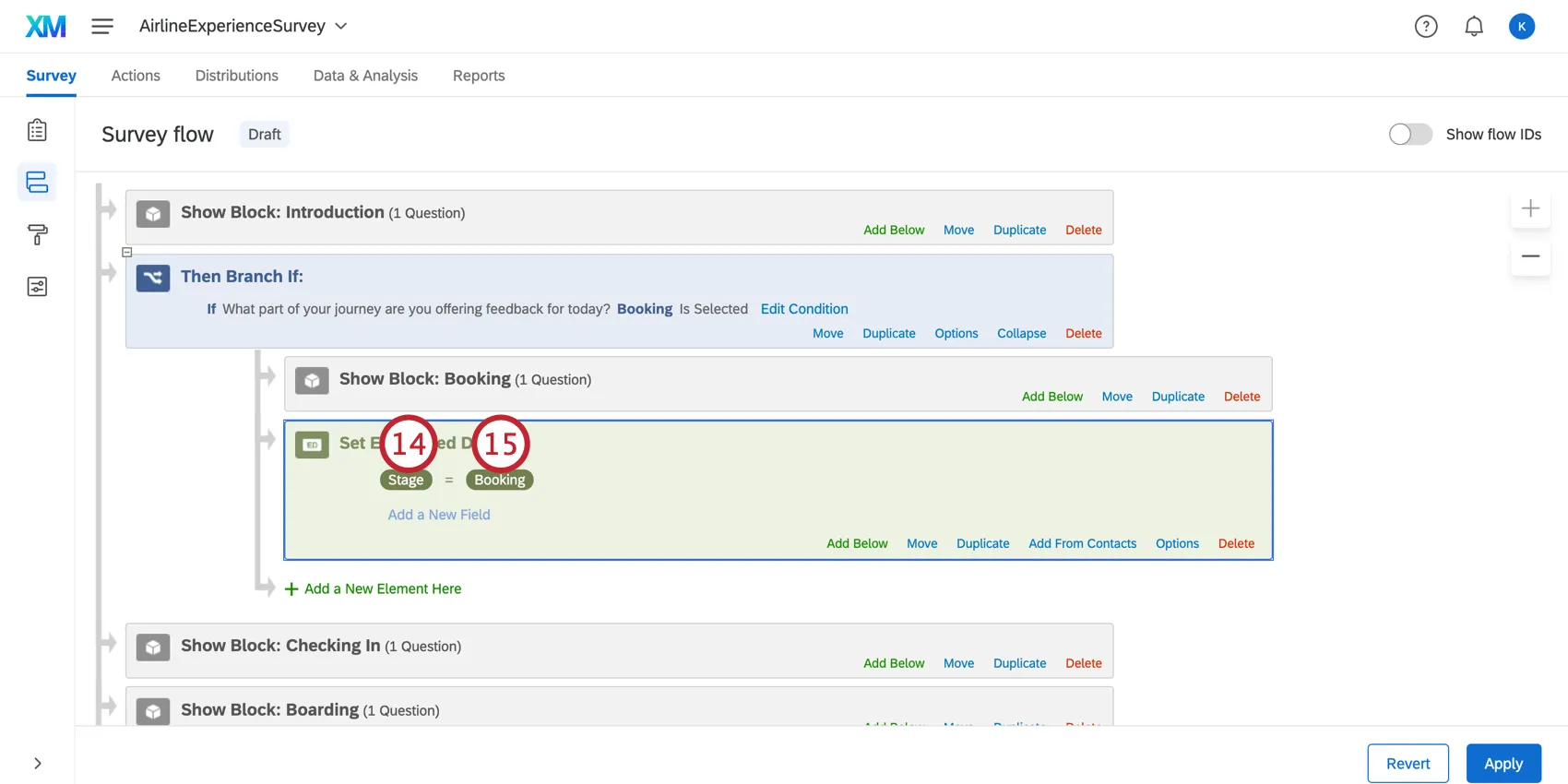 Adding stage embedded data