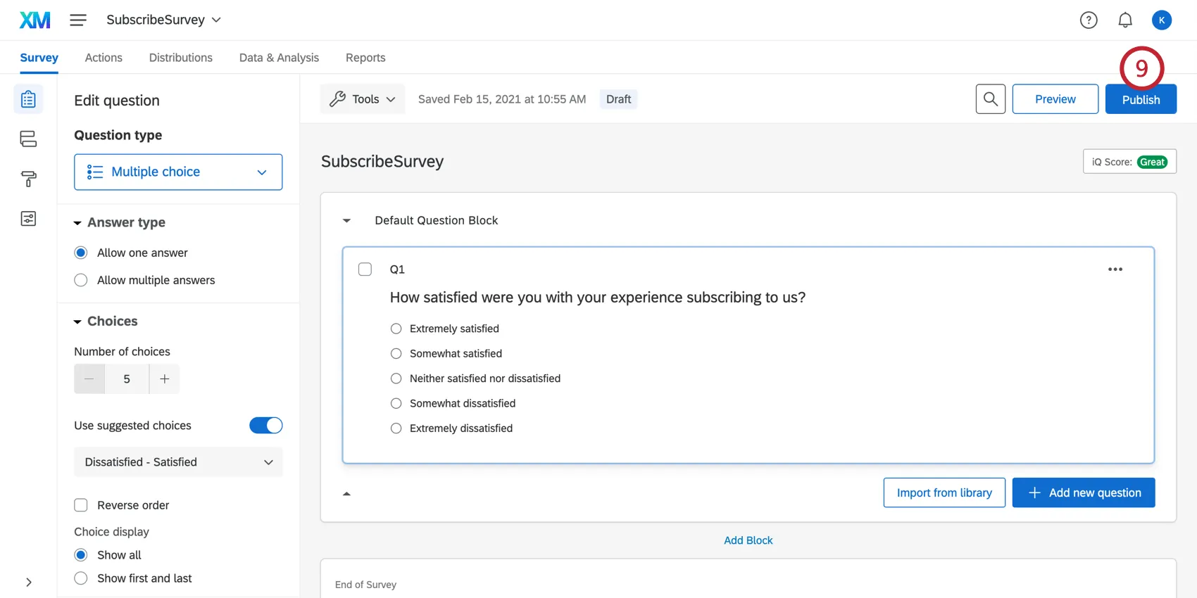 Publishing the survey