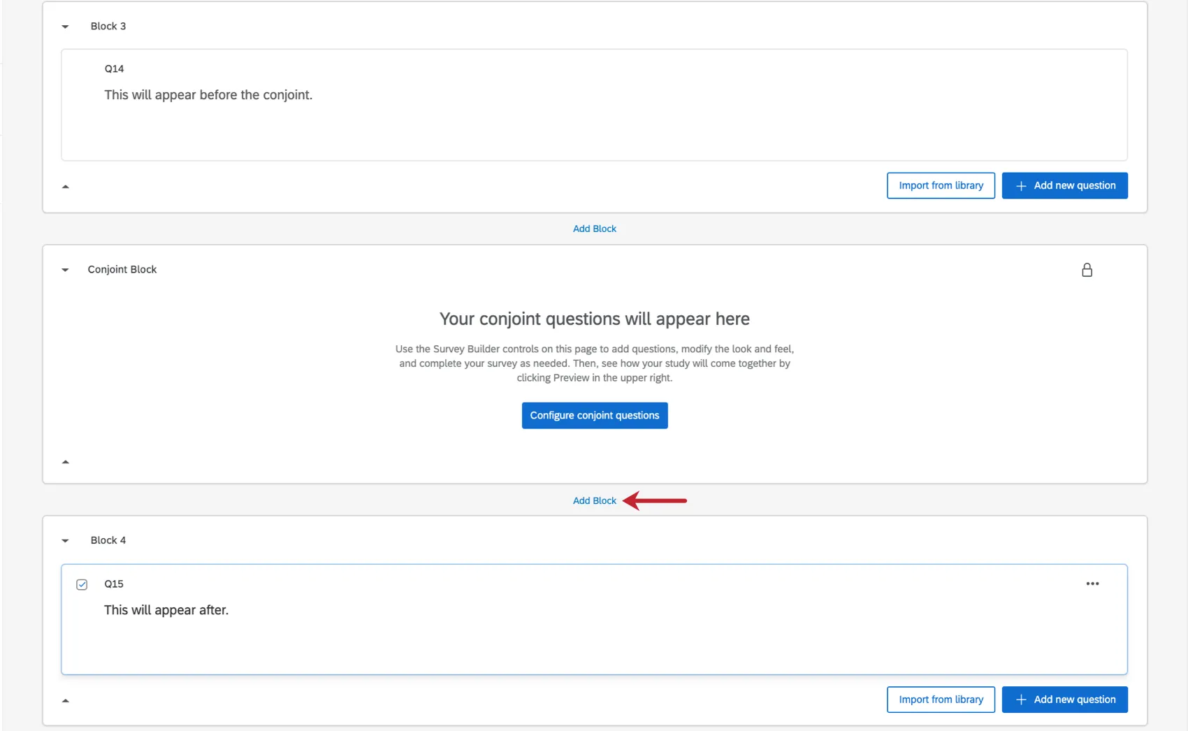 Add Block button between blocks