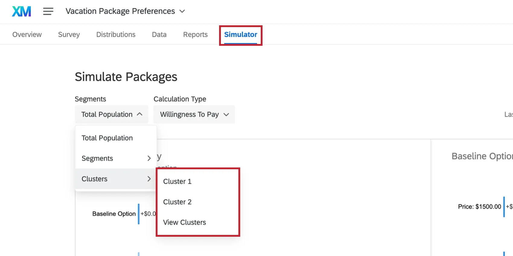 Öffnen der Dropdown-Liste auf der Registerkarte Simulator