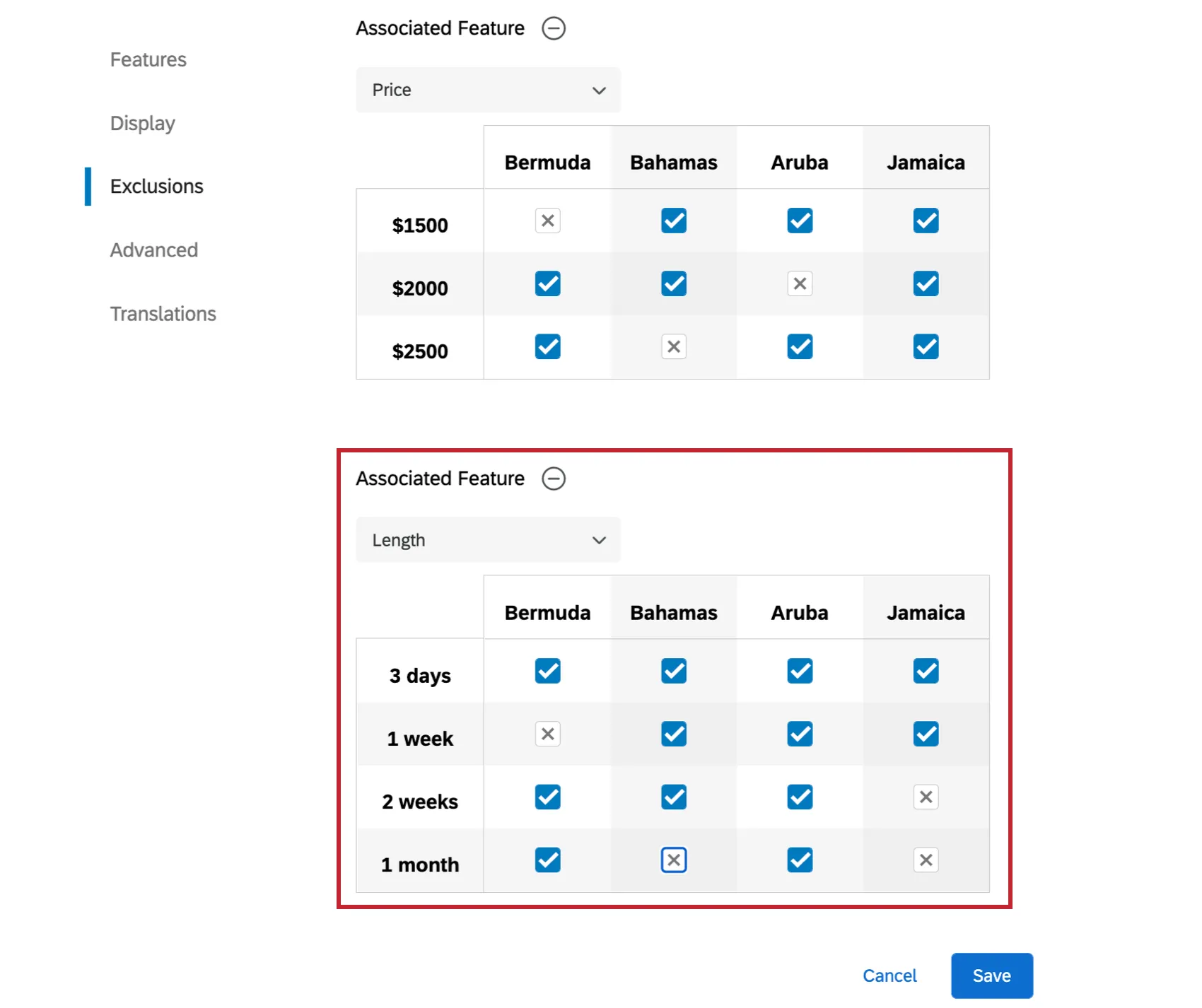 Un deuxième graphique est apparu. La première est la localisation par le prix, la seconde est la localisation par la durée. Les deux doivent avoir une fonction de localisation, car cest la principale fonction