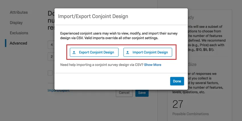 The options listed are in blue text in the center of a new pop up window