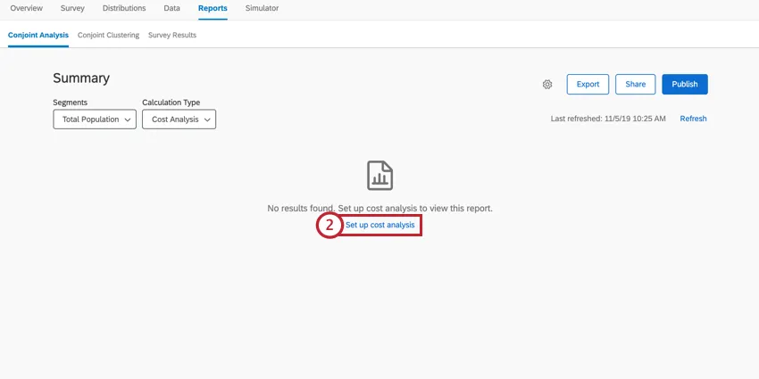 el botón de análisis de costos de configuración