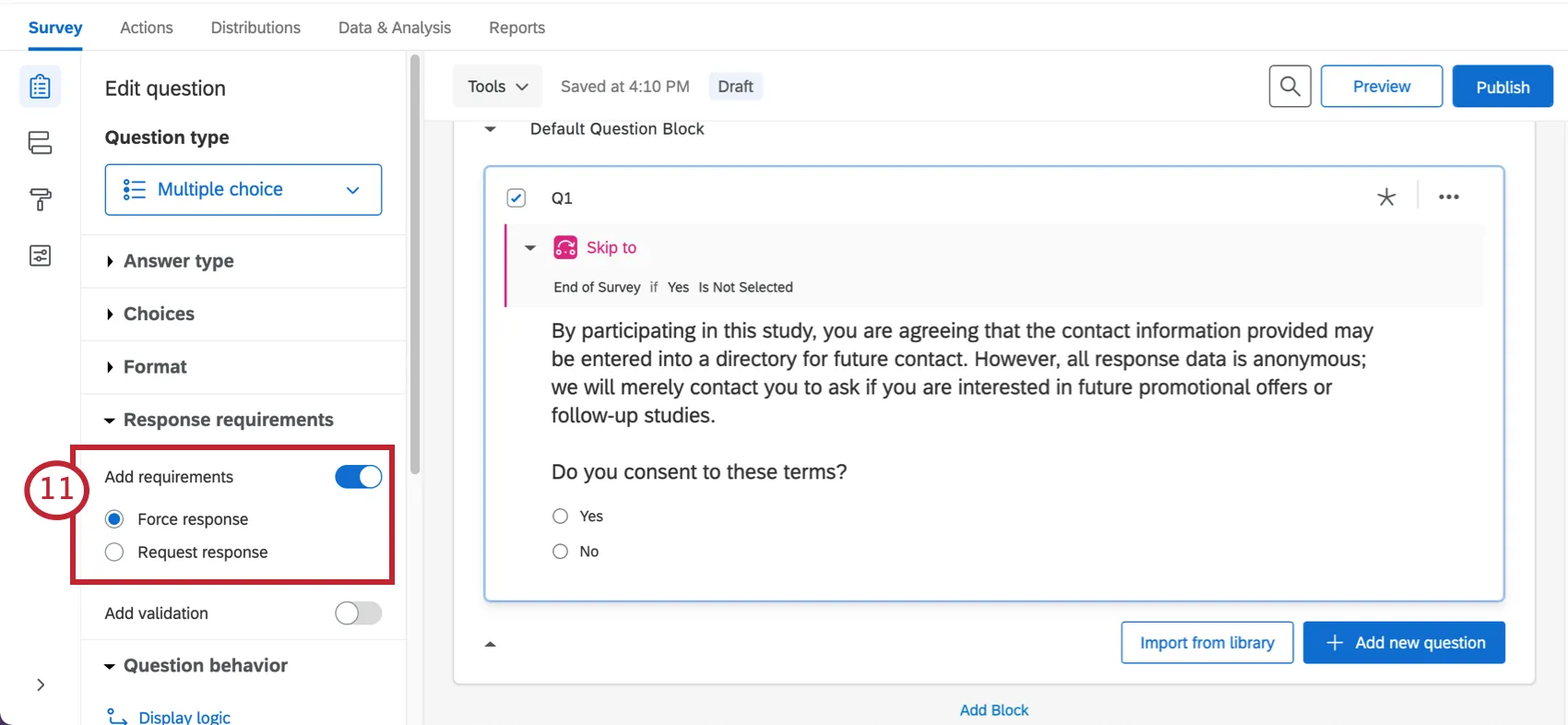 Requisitos de la respuesta a la izquierda