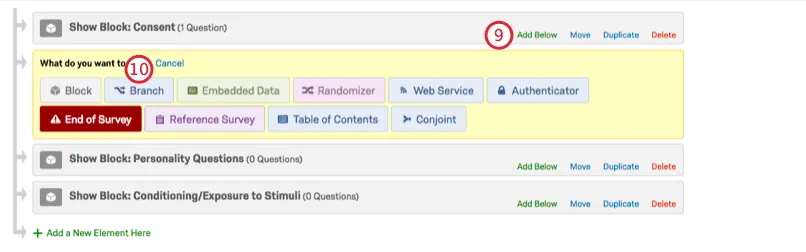 Adding an element below the consent block