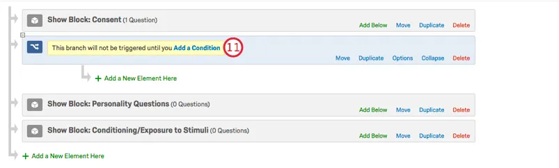 Add a condition button on the new branch