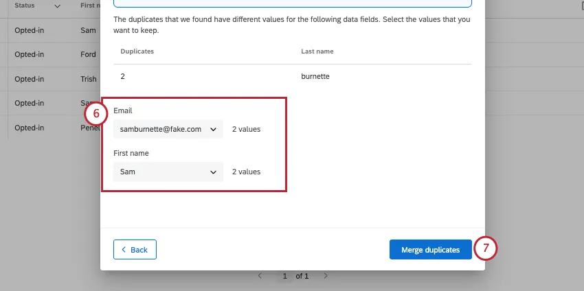 elegir qué valor duplicar conservar
